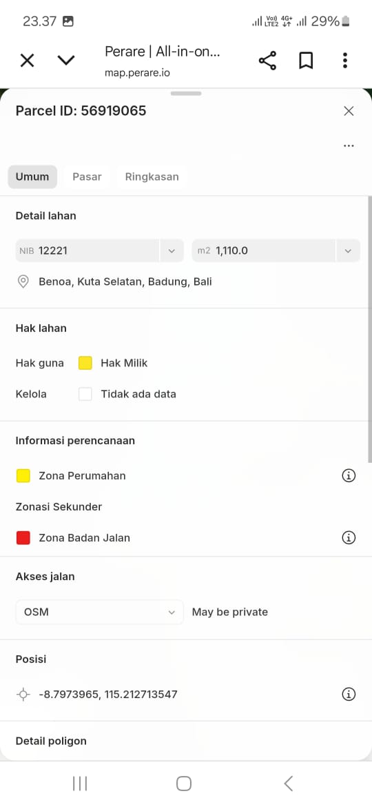 Jual DIJUAL TANAH COCOK BANGUN RUMAH TINGGAL/GUEST HOUSE/VILLA DI SILIGITA,BENOA. KUTA SELATAN. BALI - Real Estate di Bali & Indonesia
